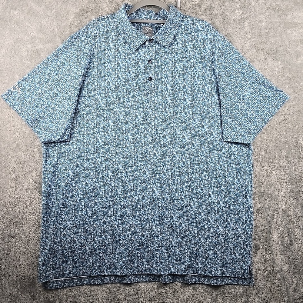 Callaway Polo Shirt XXL Blue Digital Pattern Golf Performance Swing‎ Tech